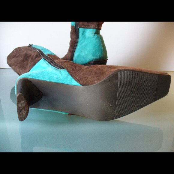 70s Disco VTG Suede Bob Mackie color block boots Cher 8 hippie boho y2k 80s 90s - Picture 5 of 10